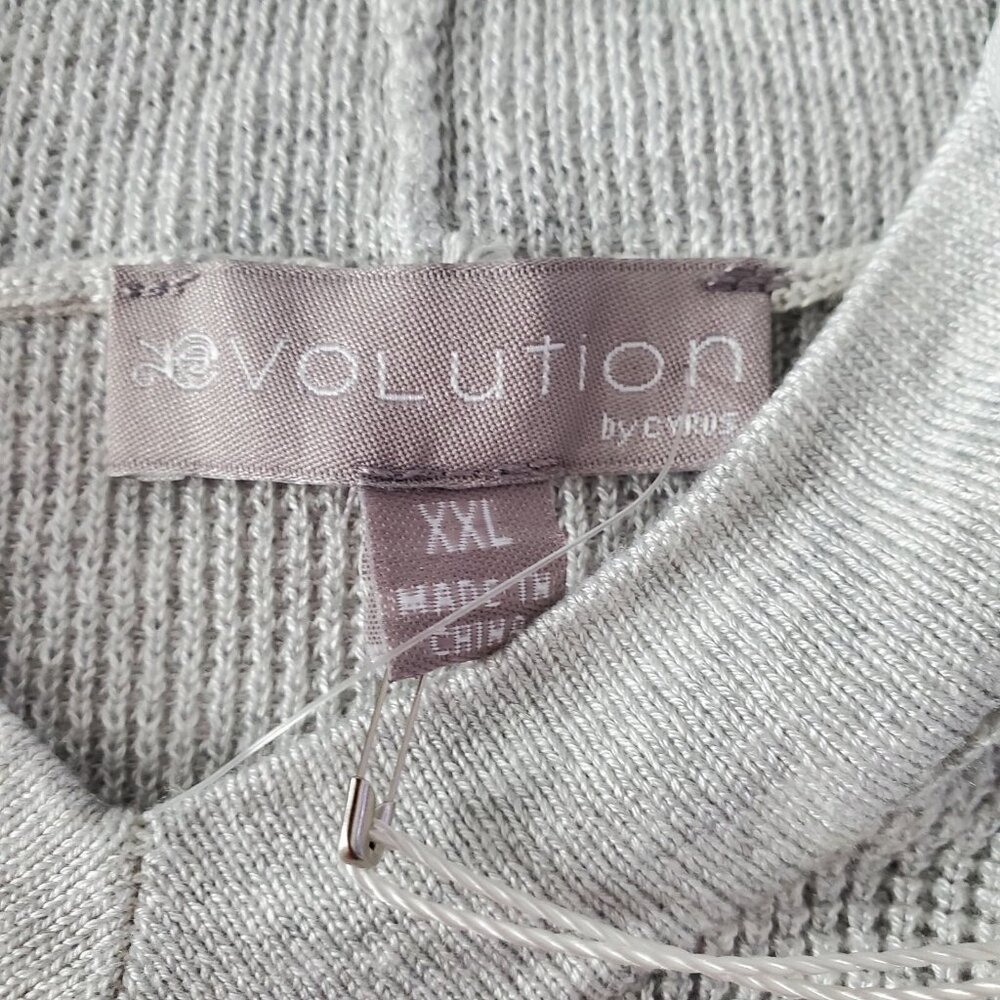 Evolution by Cyrus Gray Green Hoodie Waffle Knit Pullover Size XXL - Picture 4 of 7